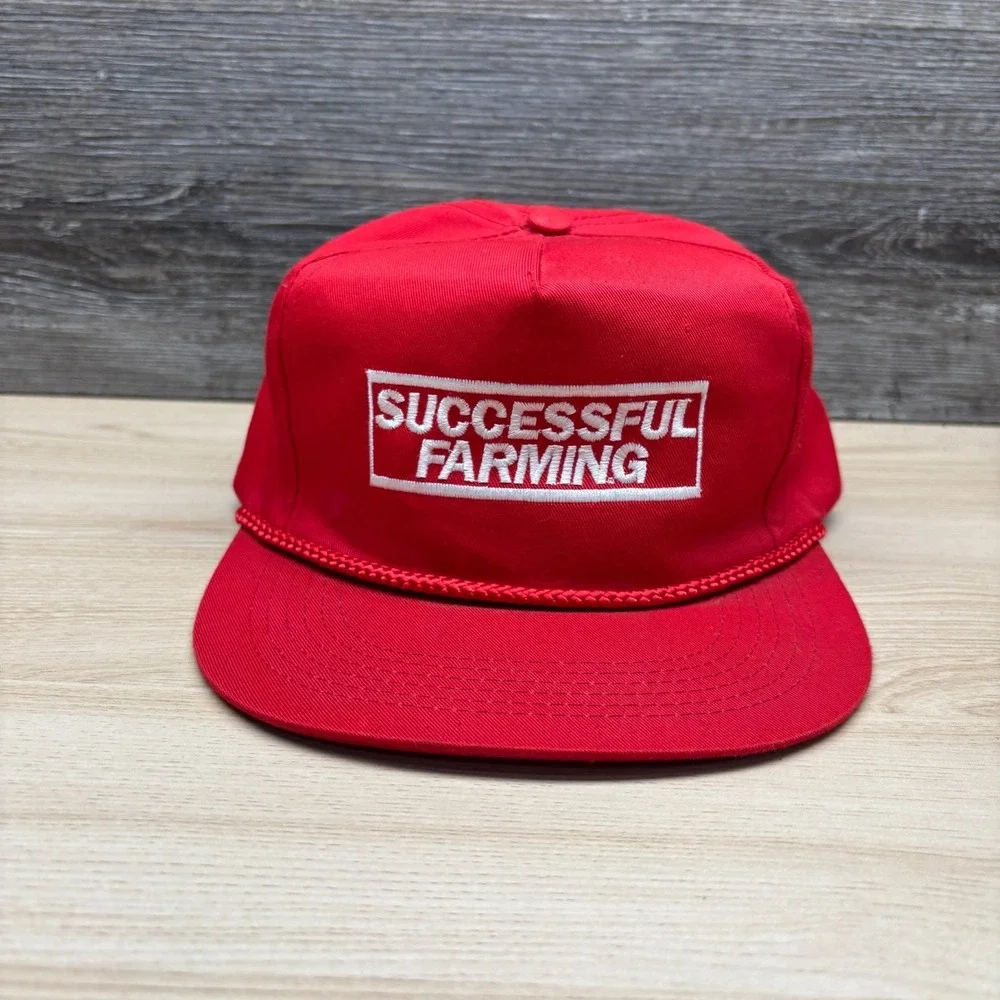 Vintage Successful Farming Hat Cap Snap Back Red Agriculture Farm Magazine Promo